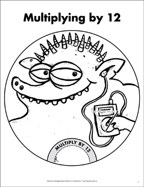 Multiplying by 12: Monster Math Wheel and Quiz | Printable ...