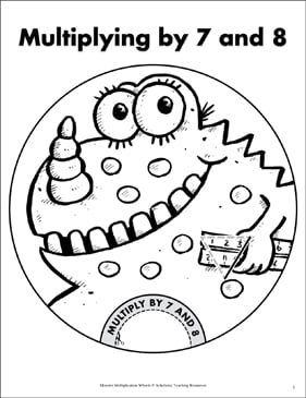 Multiplying by 7 and 8: Monster Math Wheel & Quiz | Printable ...