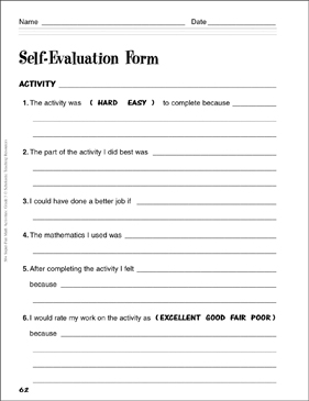 Self-Evaluation Form (Grade 3): Math Assessment | Printable ...