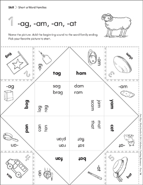 Short a (-ag, -am, -an, -at): Fun-Flaps Word Families Manipulative