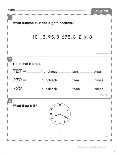 2nd Grade Daily Math Starters: Week 35 | Printable Skills Sheets