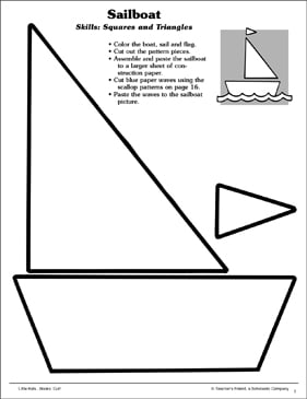 Sailboat (Squares and Triangles): Scissor Competencies Printable picture about Sailboat Printable titled Sailboat (Squares and Triangles): Scissor Competencies Printable
