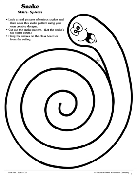 Snake (Spirals): Scissor Skills  Printable Cut and Pastes, Skills
