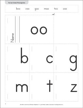 phonics flipbook oo variant vowel printable mini books