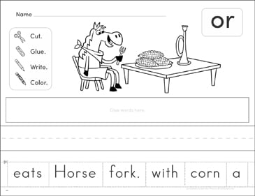 r controlled vowel or phonics scrambled sentence printable cut and pastes skills sheets