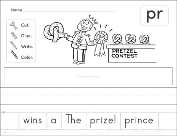 consonant blend pr phonics scrambled sentence printable cut and pastes skills sheets
