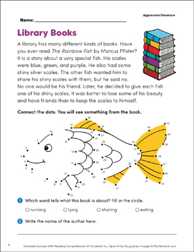 Library Books (Appreciate literature) | Printable Skills Sheets