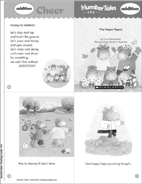 The Happy Hippos (Addition): Number Tale | Printable Mini-Books