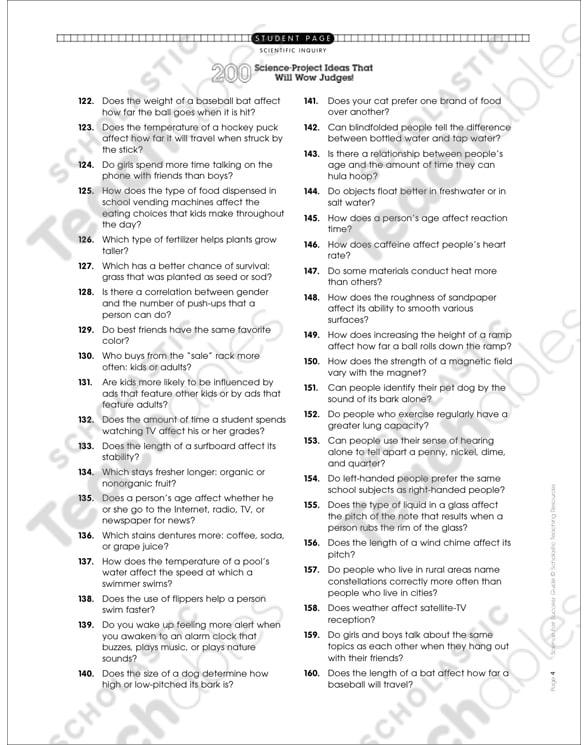200 Science Project Ideas That Will Wow Judges! | Printable ...