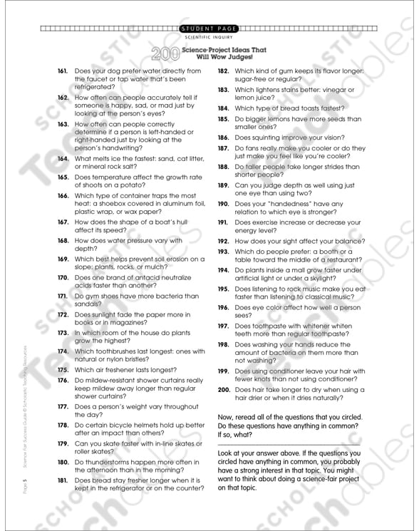 200 Science Project Ideas That Will Wow Judges! | Printable ...
