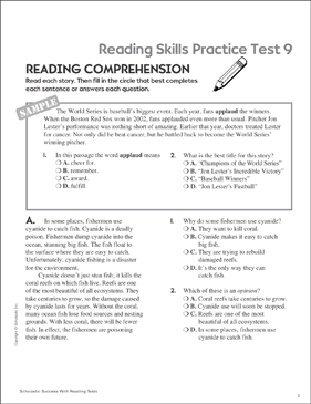 Reading Skills Practice Test 9 (Grades 5-6) | Printable Test Prep, Tests and Skills Sheets