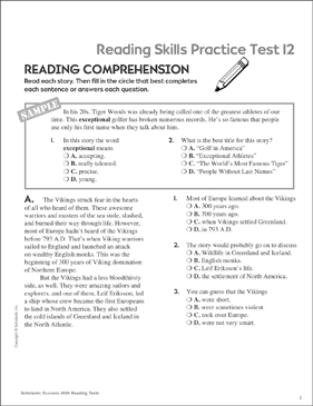 Reading Skills Practice Test 12 Grades 5 6
