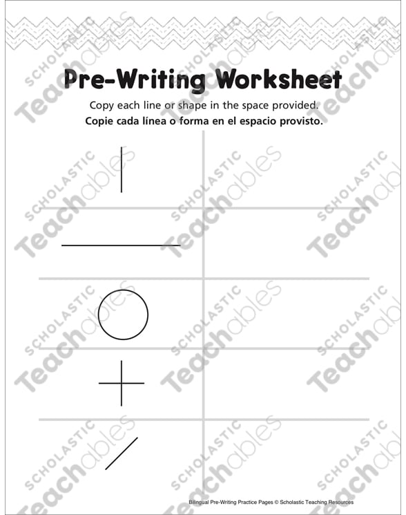 pre writing page bilingual pre writing printable skills sheets