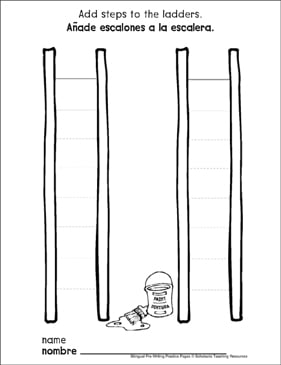 straight lines on ladders bilingual pre writing printable skills sheets