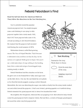 Febold Feboldson’s Find: Close Reading Passage | Printable Lesson Plans