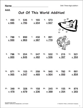 great job three digit addition without regrouping printable skills sheets