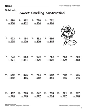 3 Digit Subtraction Regrouping Worksheet Pdf : 3.NBT.2 Spring Themed 3