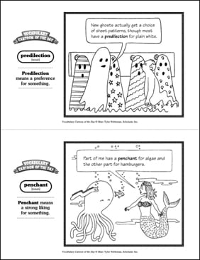 predilection/penchant: Vocabulary Cartoons