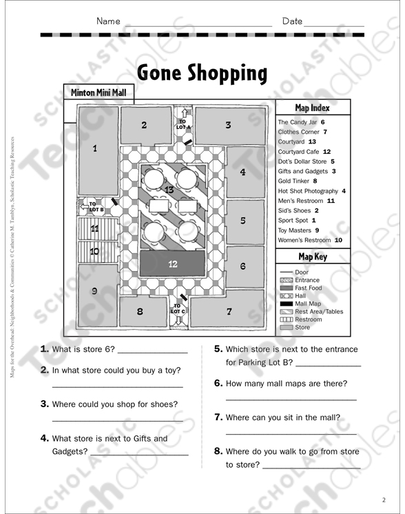 Minton Mini Mall Reading A Floor Plan Map Map Skills Grades 1