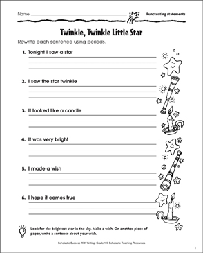 Twinkle Twinkle Little Star Punctuating Statements Printable Skills Sheets Check out our twinkle little star selection for the very best in unique or custom, handmade pieces from our shops. twinkle twinkle little star