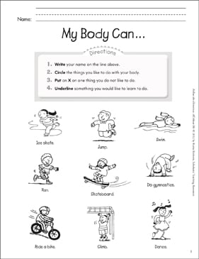 exercise and fitness printable worksheets for preschool elementary