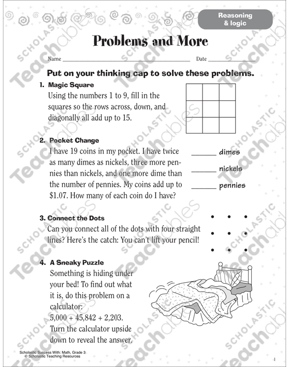 Problems And More Reasoning Logic Printable Skills Sheets Number Puzzles
