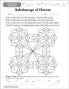 Kaleidoscope of Flowers (Introducing Decimals) | Printable ...