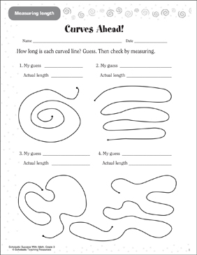 curves ahead measuring length printable skills sheets