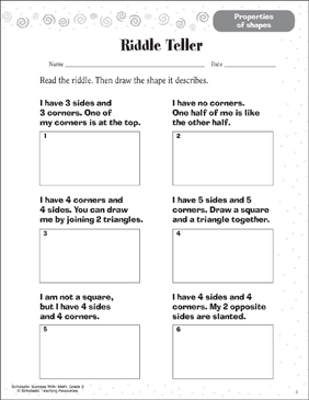 Riddle Teller (Properties of Shapes) | Printable Skills Sheets