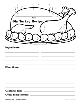 My Turkey Recipe | Printable Skills Sheets