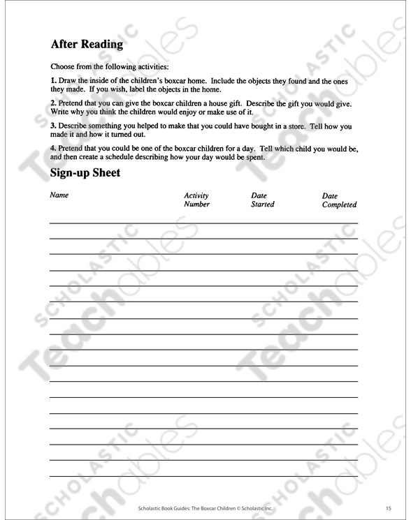 Book Guide The Boxcar Children Printable Ebooks Graphic Organizers