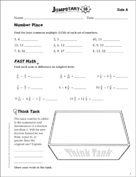 Independent Practice: Grade 6 Math Jumpstart 3 | Printable ...