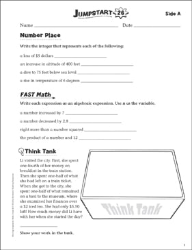 Independent Practice: Grade 6 Math Jumpstart 6 | Printable ...