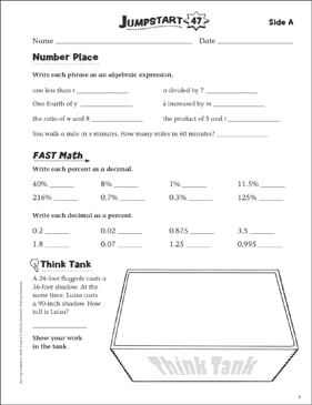 Independent Practice: Grade 6 Math Jumpstart 6 | Printable ...