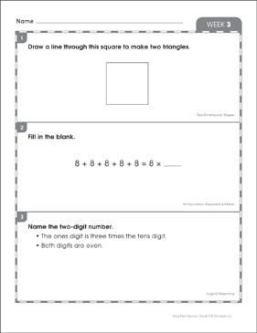 Week 3: 3rd Grade Daily Math Starters | Printable Skills Sheets