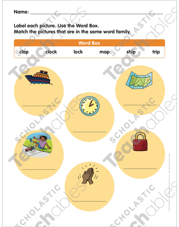 Label & Match: Word Families (-ap, -ock, -ip) | Printable ...