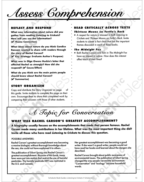 Book Guide Listening To Crickets Printable Ebooks And Graphic