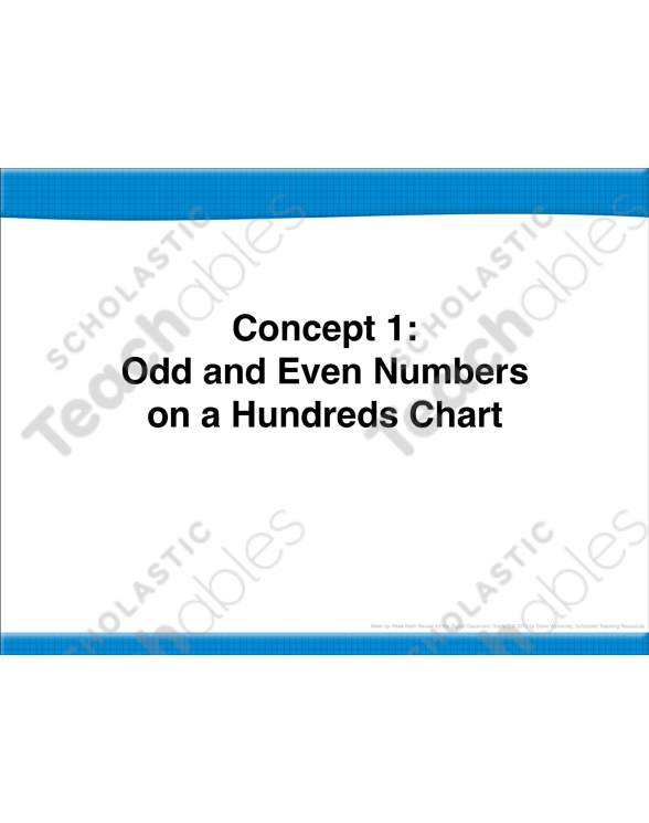 Math Review: Hundred Chart, Skip Counting, Place Value