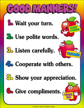 Good Manners Chart For Class 1