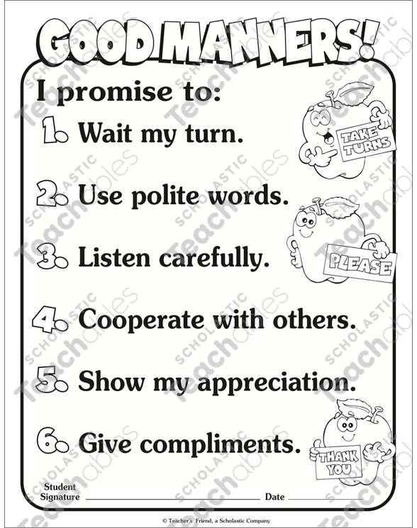 Manners For Kids Printables