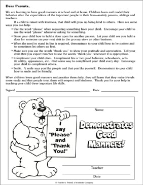 Good Manners Chart Printable Charts Signs And Skills Sheets