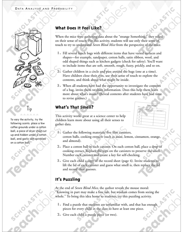 Seven Blind Mice Data Analysis Probability Printable Lesson Plans And Ideas