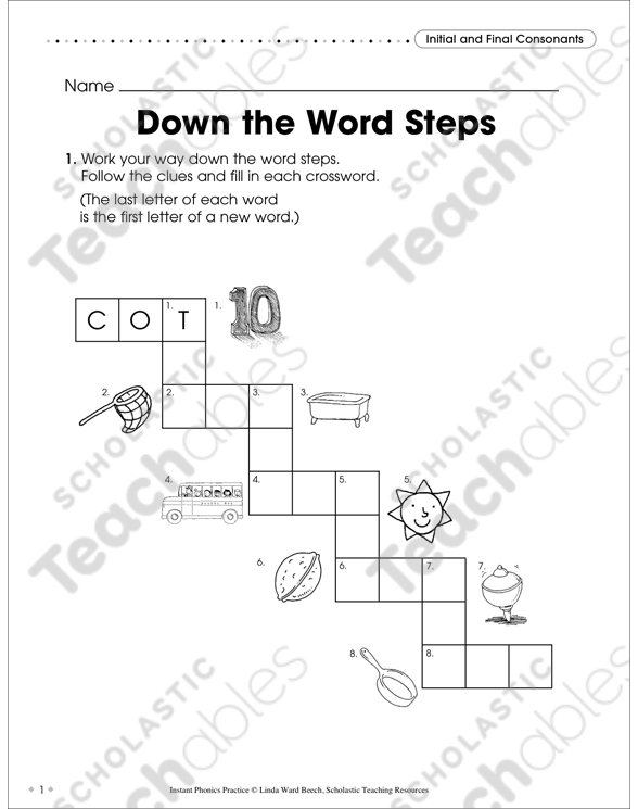 Initial and Final Consonants: Down the Word Steps | Printable ...