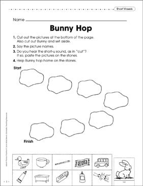 Short Vowels: Bunny Hop | Printable Skills Sheets, Games and ...