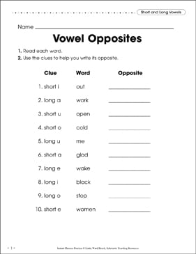 Long Vowels: Animal Crossword | Printable Skills Sheets ...
