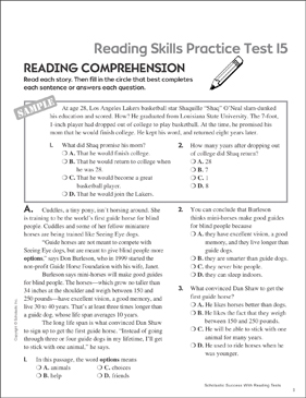 Reading Skills Practice Test 15 Grades 4 5
