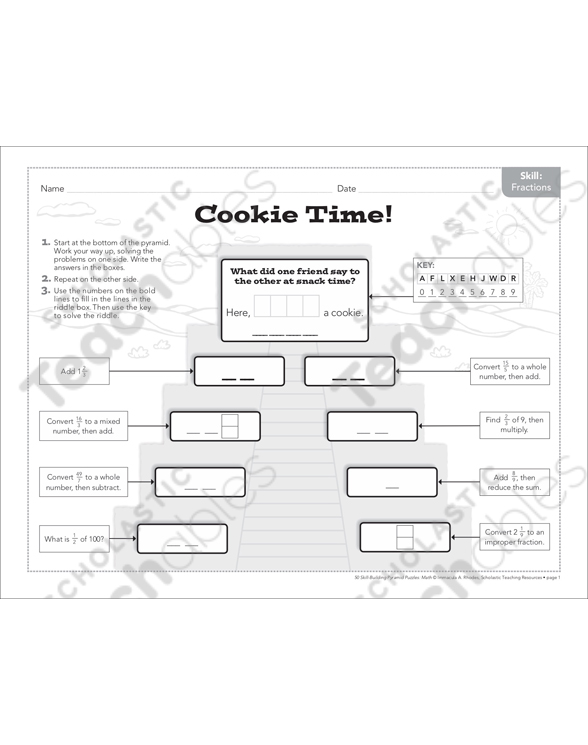 Cookie Time! (Fractions): Math Pyramid Puzzle | Printable ...