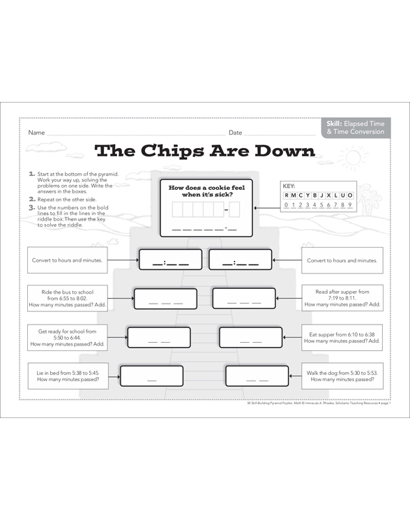 The Chips Are Down (Elapsed Time & Time Conversion): Math Pyramid ...