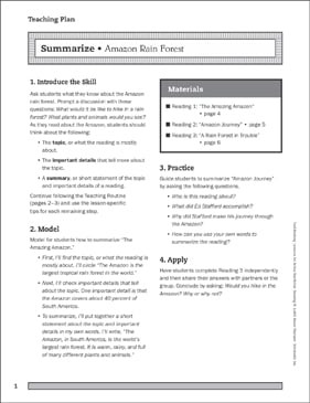 Amazon Rain Forest (Summarize): Text-Marking | Printable Lesson