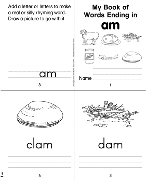 My Book Of Words Ending In Am Printable Mini Books
